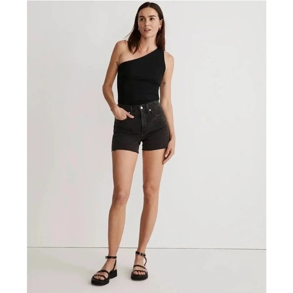 Madewell High-Rise Denim Shorts - Cut-Off Distressed Black Jean - Picture 12 of 12